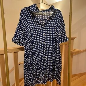 Anthropology Blue and White Checkered Button-Up Shirt